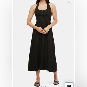 Weworewhat Halterneck Linen Blend Midi Dress